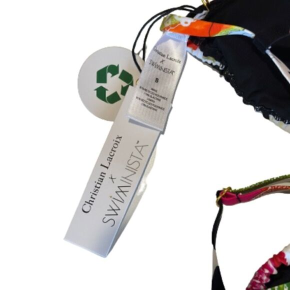 Christian Lacroix Swiminista triangle style bikini top that is fully adjustable. - Picture 6 of 7